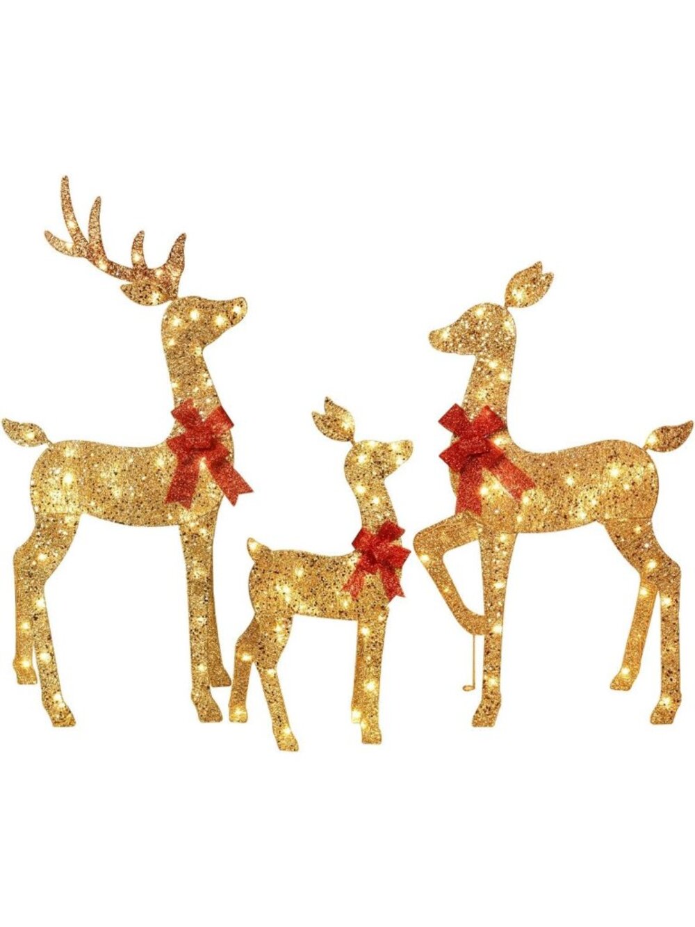 Large 3-Piece Lighted Christmas Reindeer Family Set - 145 LED Outdoor Yard Decor